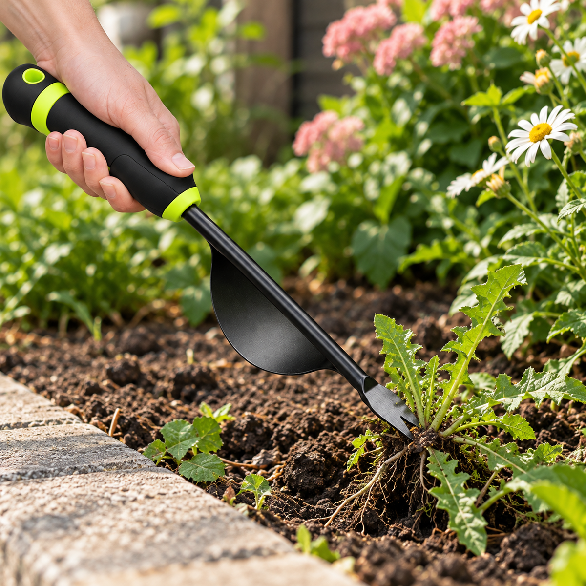 🌱 3-in-1 Garden Weeding Tool | Heavy Duty Metal Design | Soil Loosening & Root Removal