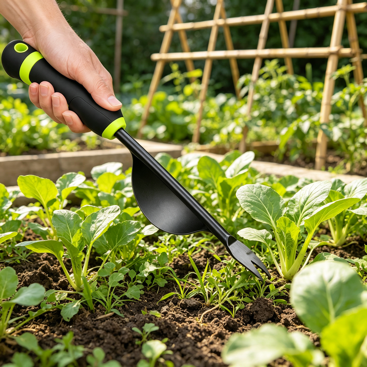 🌱 3-in-1 Garden Weeding Tool | Heavy Duty Metal Design | Soil Loosening & Root Removal