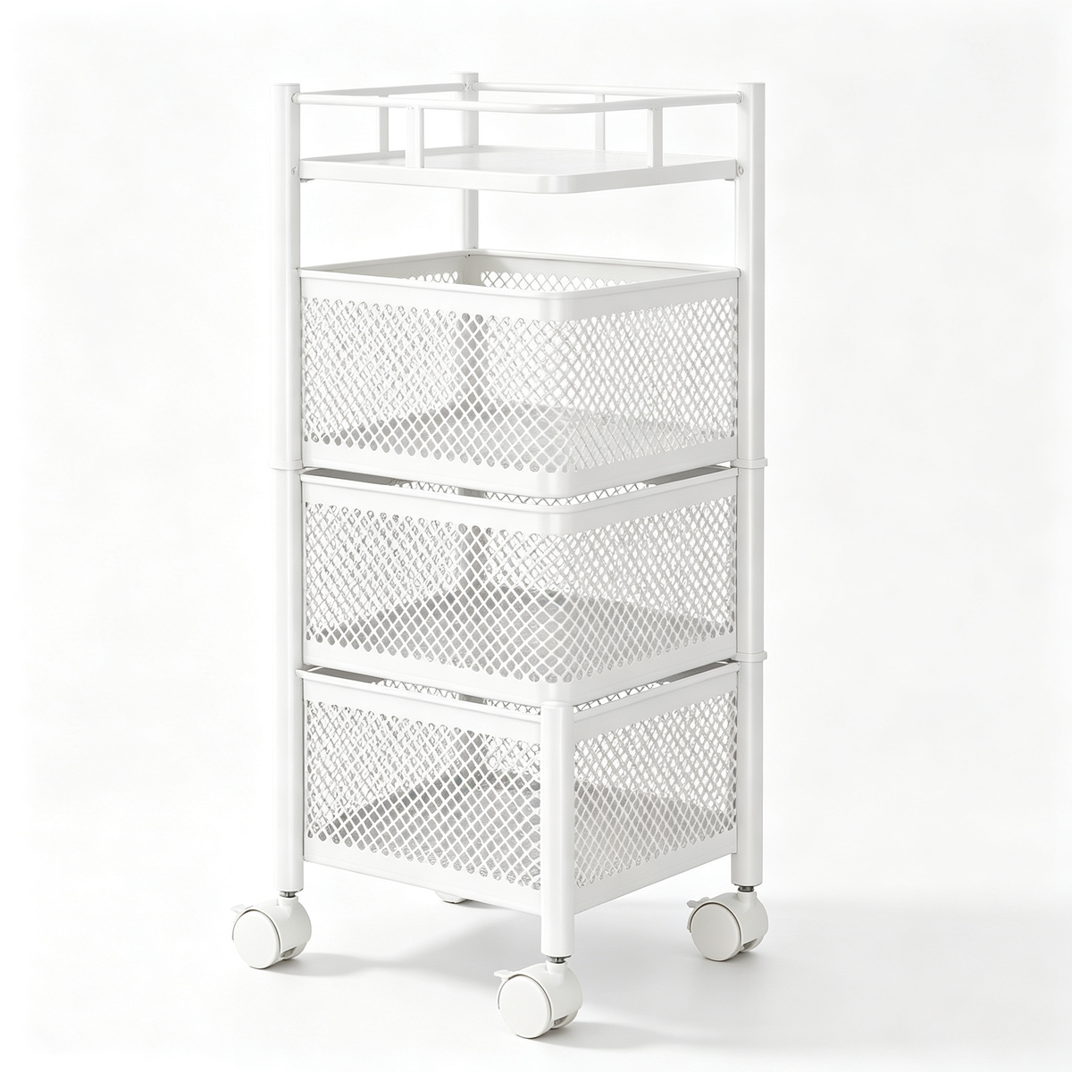🛒 4-Tier Rolling Storage Cart | Mesh Organizer