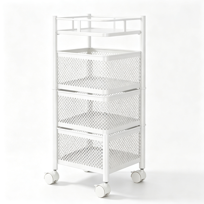 🛒 4-Tier Rolling Storage Cart | Mesh Organizer