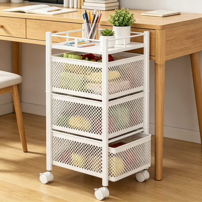 🛒 4-Tier Rolling Storage Cart | Mesh Organizer