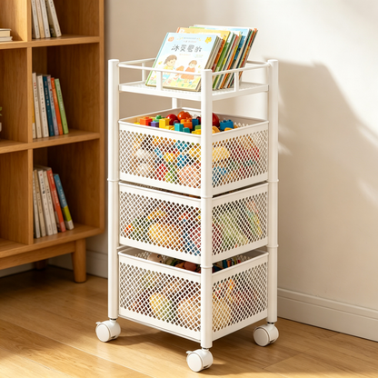 🛒 4-Tier Rolling Storage Cart | Mesh Organizer
